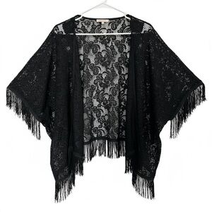 Black Lace Fringe Kimono